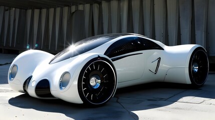 Futurisitc concept car in the city. Future technology concept.