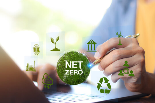 Concept day earth Save the world save environment. Ecology concept. 2050 year, Net zero and carbon neutral concept.
