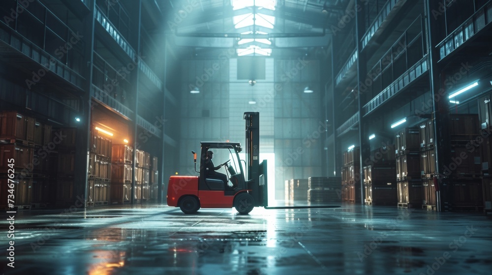 Poster robotic forklifts efficiently organize inventory with ai-driven automation, revolutionizing warehous