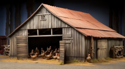 poultry chicken barn - obrazy, fototapety, plakaty