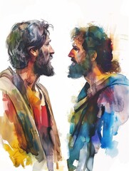 Contemplative Jesus and Matthew with a Mustard Seed Generative AI - obrazy, fototapety, plakaty