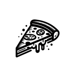 slice pizza white melting cheese doodle vector hand drawn illustration 
