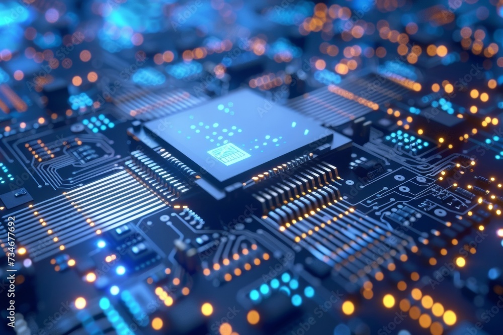 Poster quantum computing revolutionizes data processing with its advanced circuitry and global connectivity
