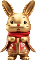 3D golden bunny, textured Easter bunny statue with a reflective surface. Generative AI