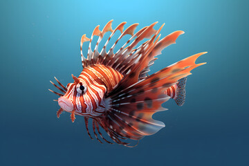 3d rendering Lion fish cartoon