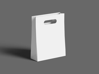 Isometric White Blank Paper Bag Mockup 3D Render