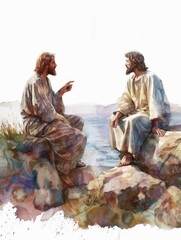 Jesus Speaking to His Mother and Disciple John from the Cross Generative AI