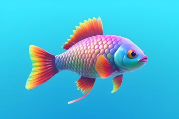 Poster  3d rendering Rainbowfish cartoon © arnanda