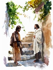 Jesus Speaking to His Mother and Disciple John from the Cross Generative AI 