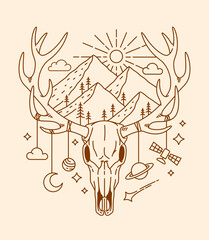 deer skull line art illustration