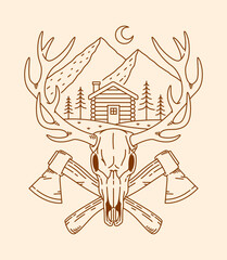 deer skull line art illustration