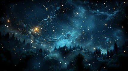 A top view of a deep midnight blue background, reminiscent of a starry night sky - obrazy, fototapety, plakaty
