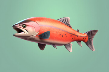 3d fish Salmon cartoon
