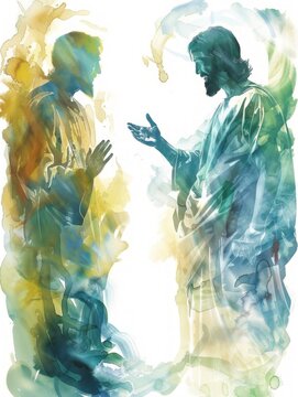 Jesus as My Lord and My God: Thomas' Declaration in Watercolor Art Generative AI
