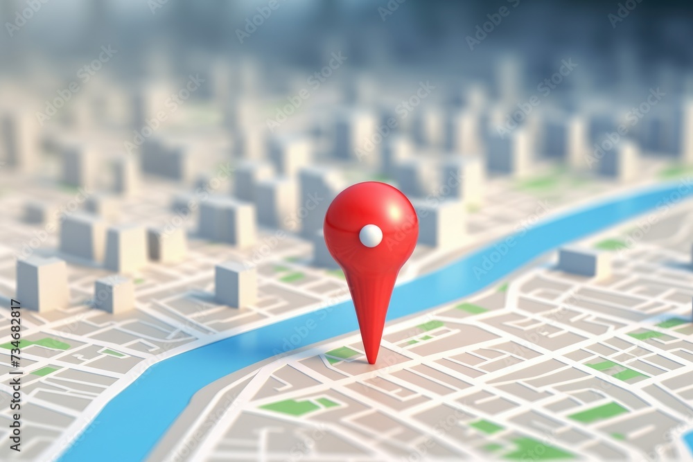 Poster 3d map travel location. locator mark of map and location pin or navigation icon sign on background w