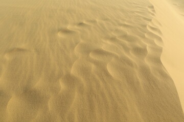 Footprints in the sand, minimalistic vertical textured sand ,art background .