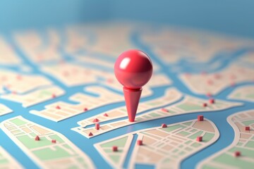 3D Map travel location. Locator mark of map and location pin or navigation icon sign on background...