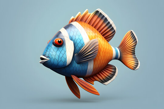 3d rendering Triggerfish cartoon