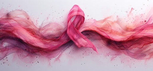 Pink Ribbon Waves Generative AI - obrazy, fototapety, plakaty