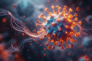 Glowing Virus: A Radiant Illustration of the COVID-19 Pandemic Generative AI