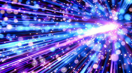 Fototapeta premium Digital network in motion, abstract blue light and technology background, futuristic communication concept