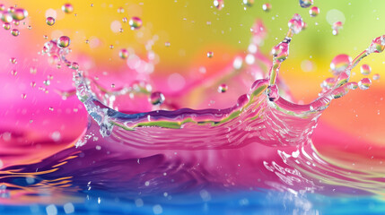 Naklejka na ściany i meble Colorful water splash on vibrant background.