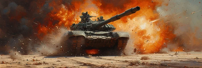 Foto op Plexiglas Tank Attack: A War Machine in Action Generative AI © Riya