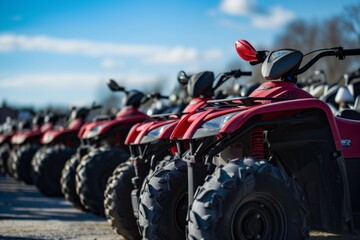 atvs parked in line at a rental facility