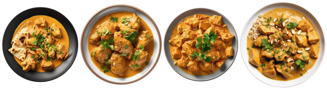 chicken korma on a plate, top view