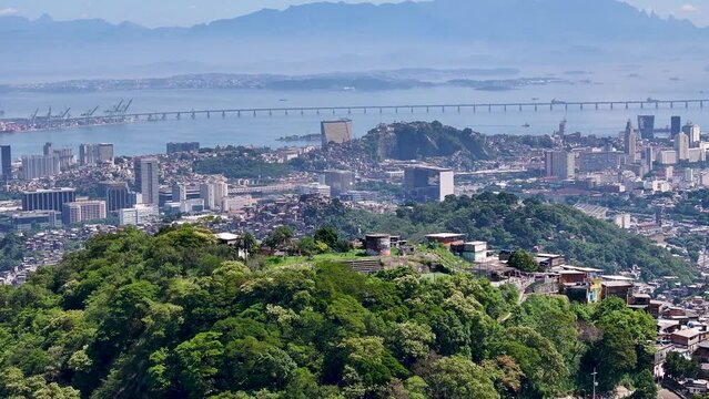 Prazeres Hill At Rio De Janeiro Brazil. Residential Hill. Construction Landscape High Rise Building Vibrant. Construction Urban High Rise Building Flyover Town.
