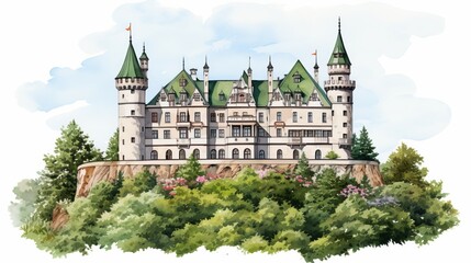 Obraz premium Ethereal gothic castle illustration with intricate architecture and enchanting aura