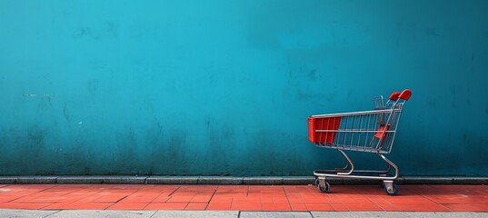 Red Shopping Cart on Red Brick Pavement: A Monthly Event Trend Generative AI