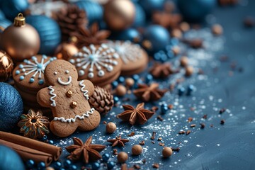 Holiday Haven: Gingerbread Cookie Smiles and Festive Decorations Generative AI