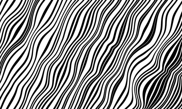 Zebra skin topographic backgrounds and textures with abstract art creations, random black and white waves line background