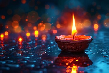 Glowing Lamp on a Rainy Night: A Celebration of the Full Moon Generative AI