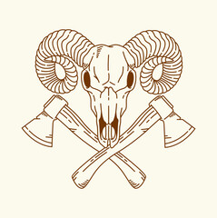 sheep skull line art illustration vector
