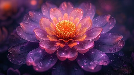 Purple Flower with a Golden Center: A Stunning Flower for Your Monthly Photo Shoot Generative AI