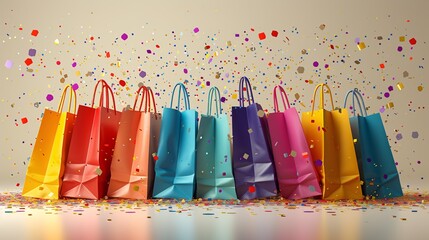 Colorful Bags and Balloons Celebrate the Monthly Trend of Shopping Generative AI
