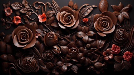 A top view of a rich chocolate brown background, evoking a sense of warmth and comfort