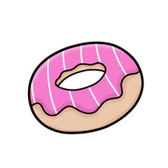 colorful icon of pink doughnut isolated