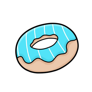 colorful icon of blue doughnut isolated