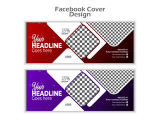 elegant facebook cover photo design with creative shape or web banner for digital marketing business.