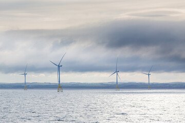 Five offshore windmills near Aberdeen