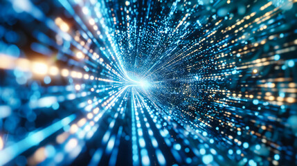 Naklejka premium Digital motion in blue, abstract technology and futuristic science concept, dynamic background design