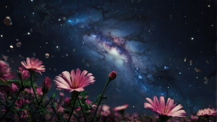 Obraz na płótnie Canvas cosmos flower in the night