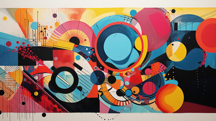 Abstract Collage with a Burst of Colors and Shapes