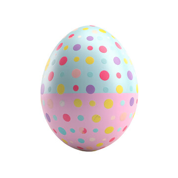 Polka Dot painted colorful pink and blue easter egg on an isolated background