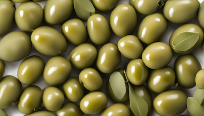 Green olives, isolated on a white background