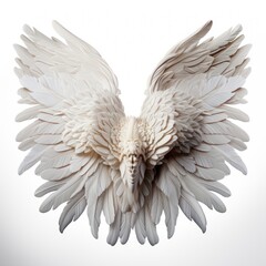 Obraz premium Angel wings, natural white wing feathers on white background