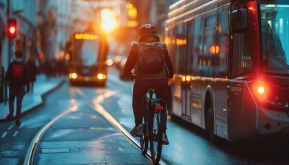 Eco-Friendly Transportation: Electric Mobility, eco-friendly transportation with an image depicting electric vehicles, bicycles, or public transit systems powered by renewable energy, AI  - obrazy, fototapety, plakaty